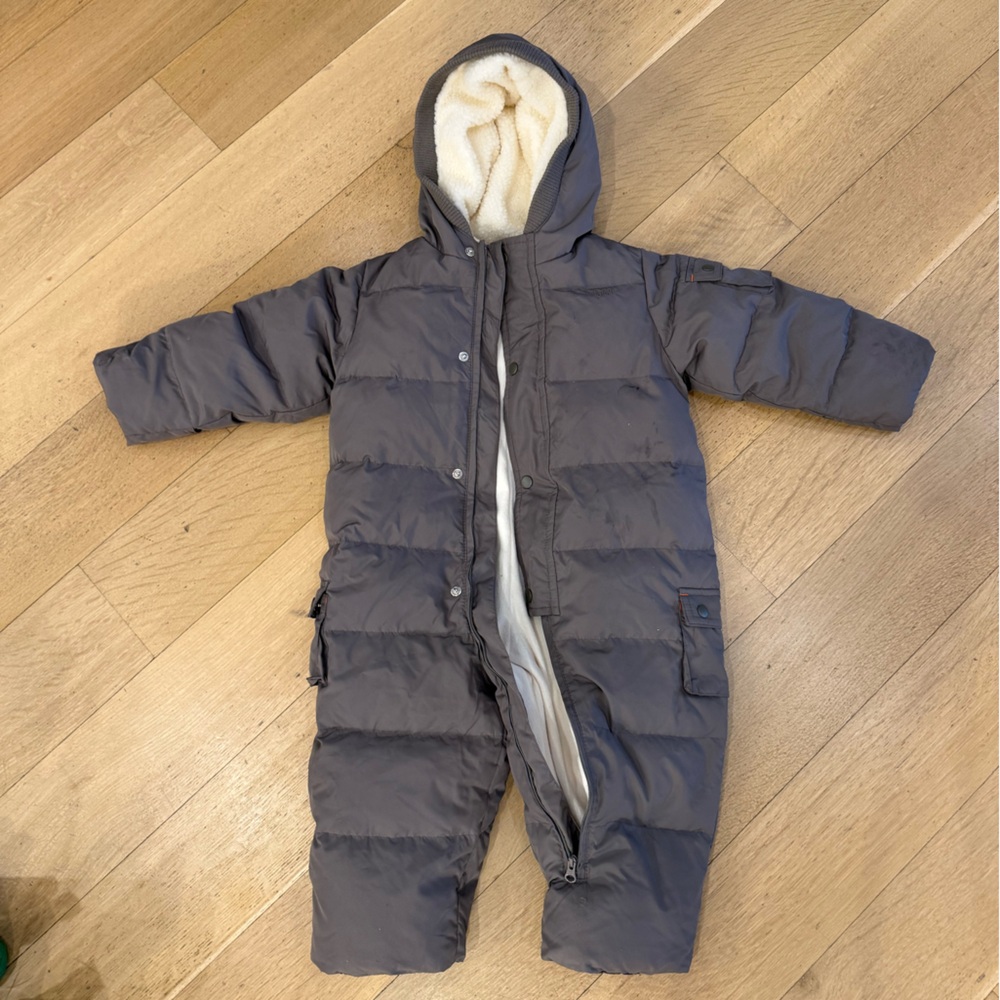 GAP Cream and Brown Baby Snowsuit
